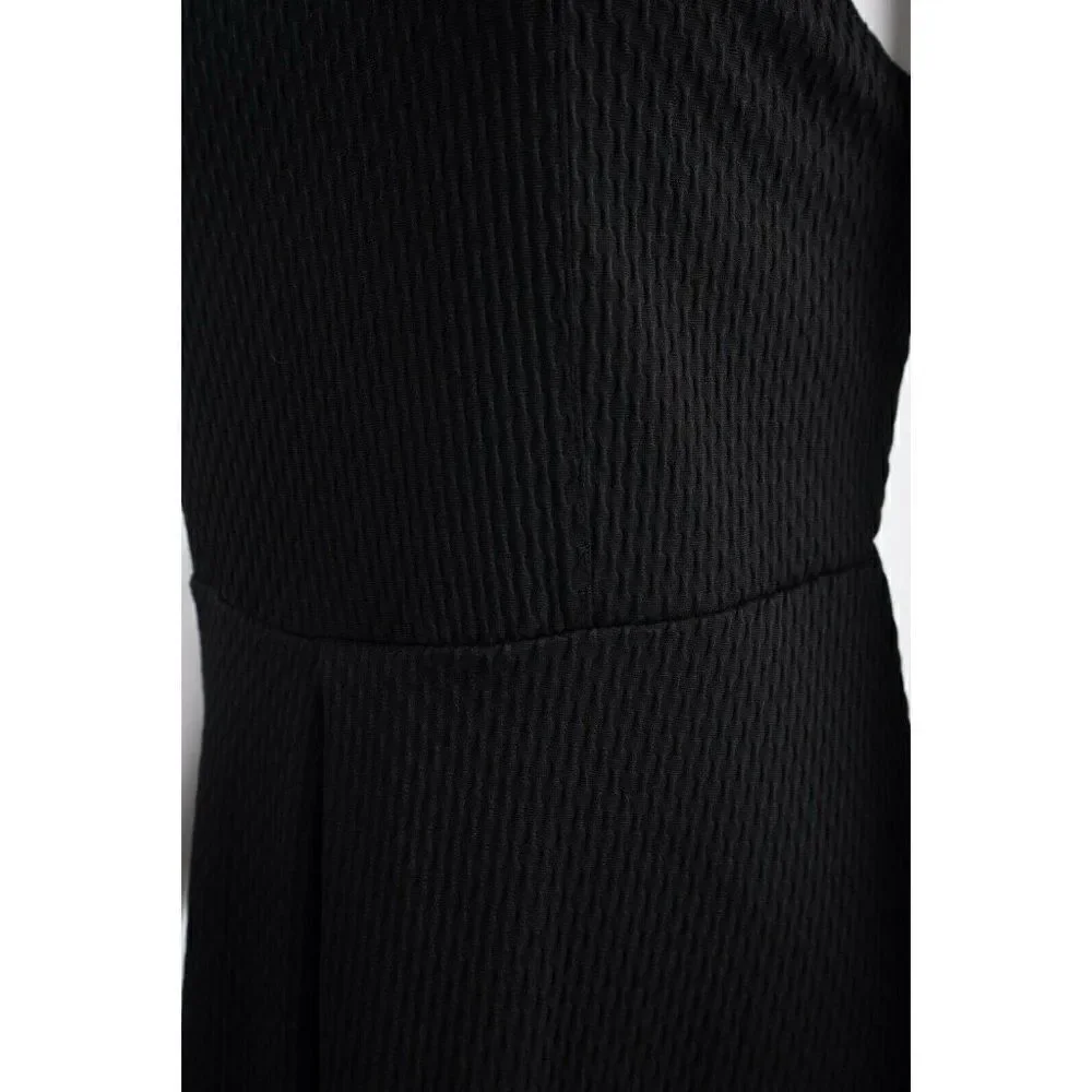 Free People Womens A-Line Dress S Black Waffle Knit White Fringe Sleeveless NWT